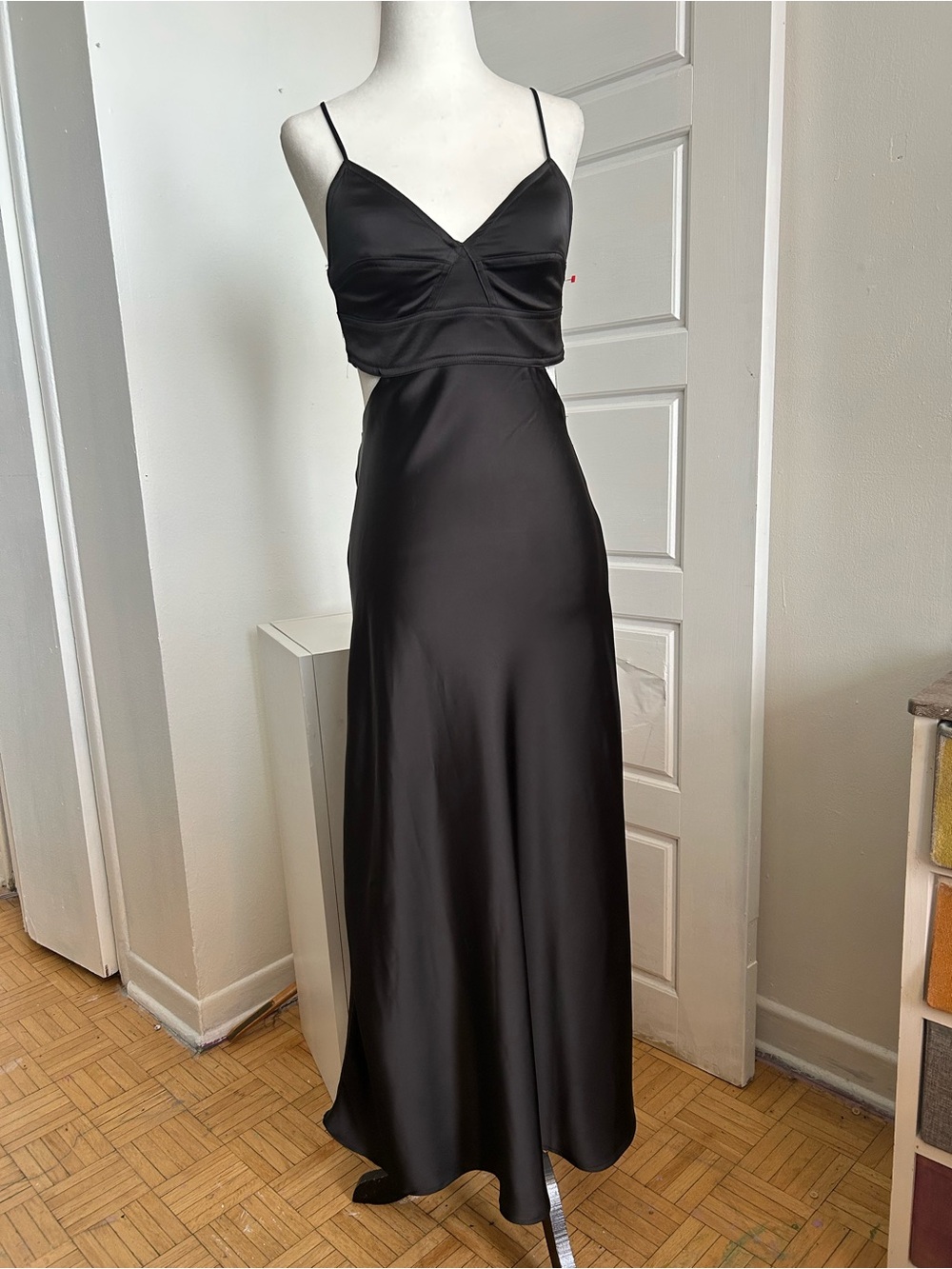 House of Harlow 1960 Black Satin Cutout Maxi Dress XS
